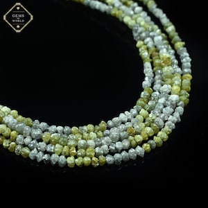 Perline di diamante grezzo multi colore naturale, perline non tagliate diamantate da 2-2,5 mm, perline di diamante grezzo mix giallo-bianco, scaglie di diamante, diamante di qualità AAA