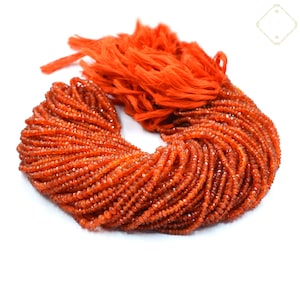 Carnelian Faceted Rondelle Beads, Natural Carnelian Beads, AAA Quality Carnelian Gemstone Beads 3.5-4mm Beads, 13&quot; Strand, Wholesale Beads