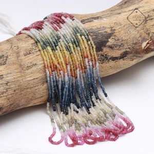 AAA+ Multi Sapphire Faceted Rondelle Beads, 2-2.5mm Sapphire Beads, Natural Multi Sapphire Beads, Multi Color Beads Wholesale Beads Supplier