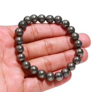 Bracciale di pirite, braccialetto di pietre preziose delicate di pirite naturale, pietra della fortuna, prosperità, regalo per uomini e donne, braccialetto elastico fatto a mano