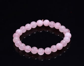 Rosenquarz Kristall Armband 8mm, natürliche Edelstein Armband, AAA Perlen Armband Geschenk für Männer Frauen, Zartes spirituelles Schutz Geschenk