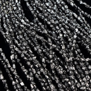 Natural Black Diamond Beads, AAA Quality Raw Diamond Nuggets, 2-3 mm Black Diamond Beads, Conflict Free 16&quot; Diamond Bead Strand For Jewelery