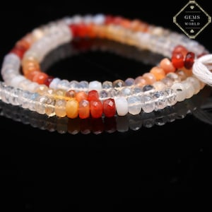 Natural Mexican Fire Opal Faceted Rondelle Beads , AAA Quality Mexican Opal Beads , Orange Opal  Beads , Mexican Opal Beads For Jewellery
