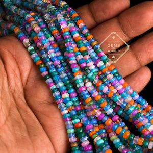 Beautiful Ethiopian Opal Disco Faceted Rondelle Beads, AAA Opal Bead, Multi Color Opal Rondelle beads ,Fire Opal Cut Beads Flashy Opal,