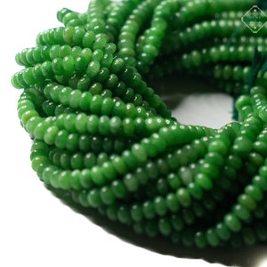 Real Green Jade Smooth Rondelle Beads, 8 mm Green Jade Beads, 1mm Drill Gemstone Beads for Necklace & Jewelry Making Craft,AAA Quality Beads