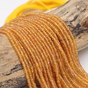 Yellow Sapphire Faceted Rondelle Beads, AAA Quality 3-3.5mm Yellow Sapphire Beads,  Natural Sapphire Beads,  Precious beads For Jewelery