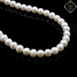 Natural Freshwater Pearl Beads, AAA Quality 8-9mm White Pearl Center Drill Beads, Real Pearl Smooth Gemstone Beads Necklace Jewelry