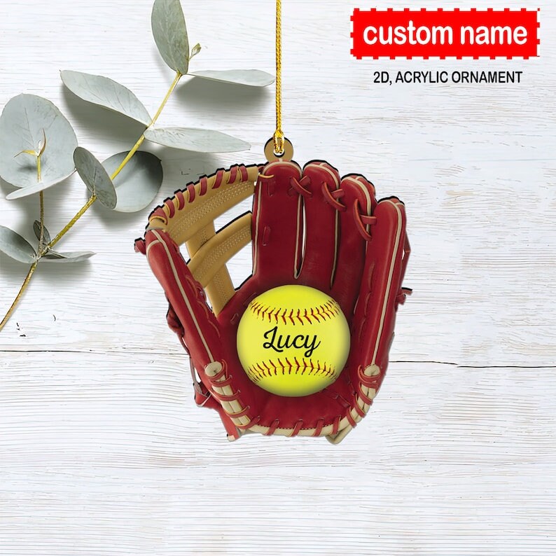 Softball Glove Custom Ornament Softball Catcher 2D Acrylic Etsy