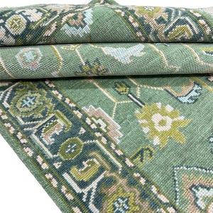 Green Neon Hand-knotted Turkish Style Oushak Rug mute area hand made Oushak 9x12 12x15 12x18 made to order in any size !!!