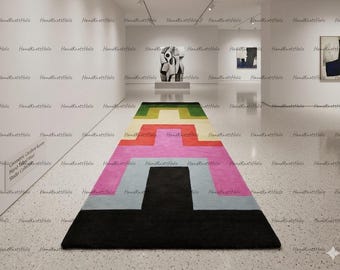 Hand Tufted cherry Red Pink Wool Hand Tufted Rugs 3x12 3x15 3x18 Large Area Runner Rugs For Gallery Stair Case