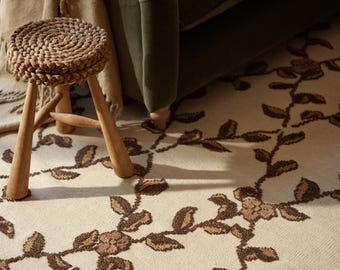 Tillar Hand-Knotted Wool Rug Floral Performance Hand Knotted Wool Rugs For Livingroom Bedroom Area Rugs