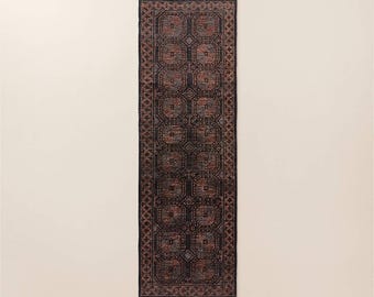 Pascala Hand-Knotted Black Wool Runner Rug 2.5'X8' 3x10 3x12 3x18 Runner Rugs For Kitchne Gallery Or Stair Case|
