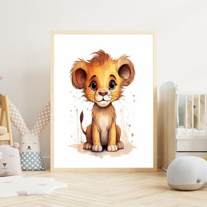 Poster per bambini "Leone #1" su carta premium opaca, cameretta dei bambini, poster con animali, decorazione, decorazione da parete.