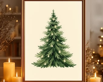 Kerstfoto "Kerstboom" poster op mat premium papier, decoratie, wanddecoratie.