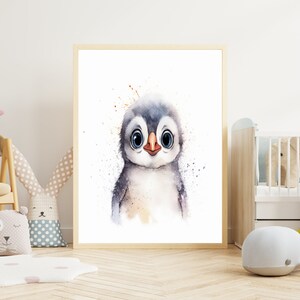 Poster per bambini "Pinguino #3" su carta premium opaca, cameretta dei bambini, poster con animali, decorazione, decorazione da parete.