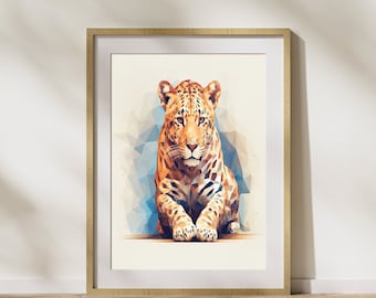 Geometric Style "Leopard #3" Poster on matte premium paper, decoration, wall decoration.