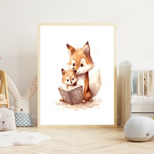 Poster per bambini "Foxes #1" su carta premium opaca, cameretta dei bambini, poster con animali, decorazione, decorazione da parete.