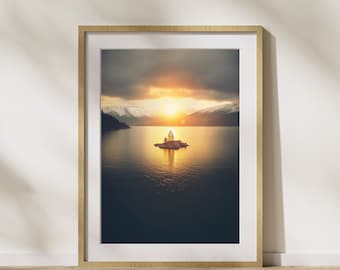 Nature picture "Island Sunset" poster on matte premium paper, decoration, wall decoration.