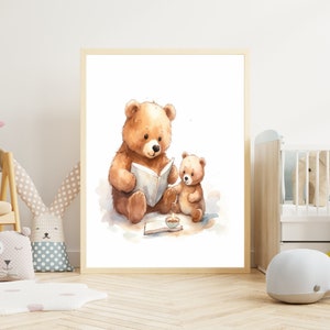 Kinderbild "Bären" Poster auf mattem Premium-Papier, Kinderzimmer, Tierposter, Deko, Wanddeko.