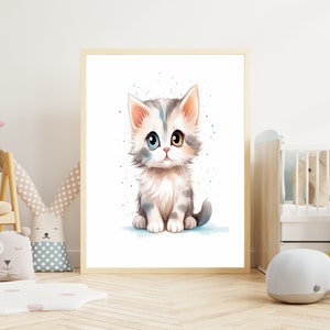Poster per bambini "Gatto" su carta premium opaca, cameretta dei bambini, poster con animali, decorazione, decorazione da parete.