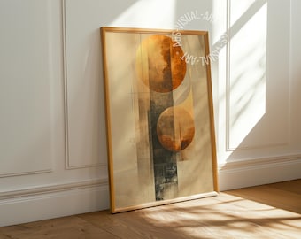 Pôster abstrato "Círculo Dourado" em papel fosco premium, decoração, decoração de parede.