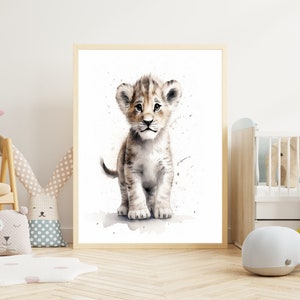 Poster per bambini "Baby Lion" su carta premium opaca, cameretta dei bambini, poster con animali, decorazione, decorazione da parete.