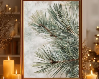 Kerstposter met afbeelding "Dennentak" op mat premium papier, decoratie, wanddecoratie.