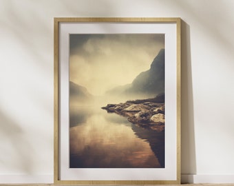 Nature picture "Fog Lake" poster on matte premium paper, decoration, wall decoration.