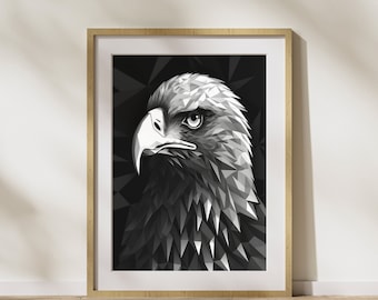 Geometric Style "Eagle #3" Poster on matte premium paper, decoration, wall decoration.
