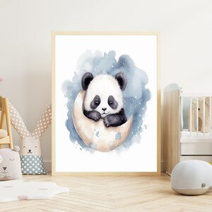 Poster per bambini "orso panda addormentato" su carta opaca premium, cameretta dei bambini, poster con animali, decorazione, decorazione da parete.