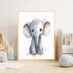 Poster per bambini "Elefante" su carta premium opaca, cameretta dei bambini, poster con animali, decorazione, decorazione da parete.