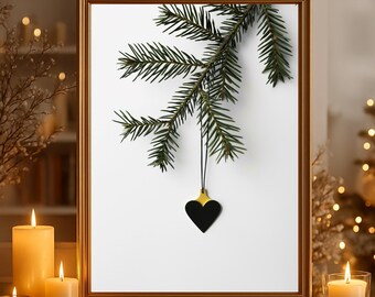 Kerstfotoposter "Hart hanger" op mat premium papier, decoratie, wanddecoratie.