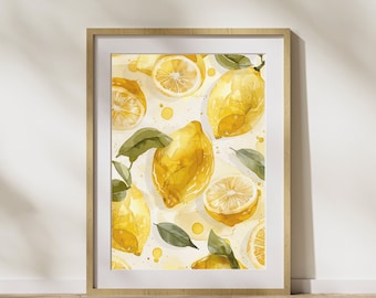Kitchen picture "Lemons" poster on matte premium paper, decoration, wall decoration.