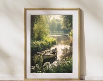 Nature picture "Boat Summer Day" poster on matte premium paper, decoration, wall decoration.