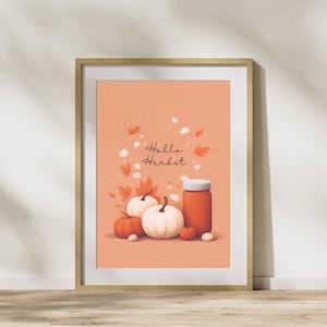 Quadro autunnale "Hello Autumn #2" poster su carta premium opaca, decorazione, decorazione da parete.