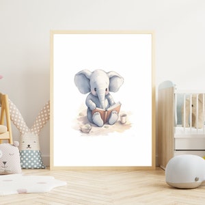 Kinderbild "Elefant" Poster auf mattem Premium-Papier, Kinderzimmer, Tierposter, Deko, Wanddeko.