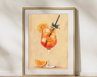 Kitchen picture "Aperol" poster on matte premium paper, decoration, wall decoration.
