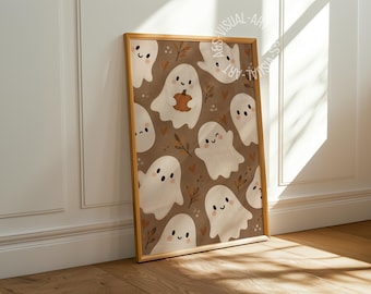 Pôster com imagem de outono "Fantasmas" em papel fosco premium, decoração para parede.