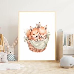 Children&#39;s picture &quot;sleeping foxes&quot; poster on matte premium paper, children&#39;s room, animal poster, decoration, wall decoration.