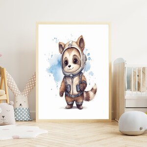 Poster per bambini "Raccoon #1" su carta premium opaca, cameretta dei bambini, poster con animali, decorazione, decorazione da parete.