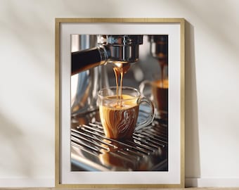 Keukenafbeelding "Koffiecrème" poster op mat premium papier, decoratie, wanddecoratie.