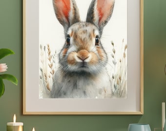 Paasposter "Konijn #1" op mat premium papier, decoratie, wanddecoratie.