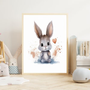 Poster per bambini "Coniglio" su carta premium opaca, cameretta dei bambini, poster con animali, decorazione, decorazione da parete.