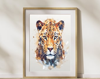 Geometric Style "Leopard #1" Poster on matte premium paper, decoration, wall decoration.