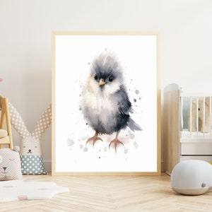 Kinderbild "Vogel" Poster auf mattem Premium-Papier, Kinderzimmer, Tierposter, Deko, Wanddeko.