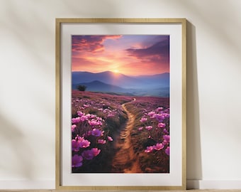 Nature picture "Flower meadow #1" poster on matte premium paper, decoration, wall decoration.