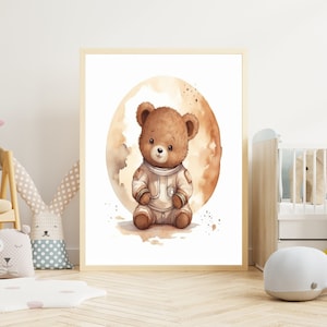 Kinderbild "Bär #1" Poster auf mattem Premium-Papier, Kinderzimmer, Tierposter, Deko, Wanddeko.