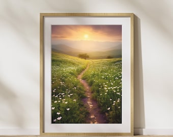 Nature picture "Flower meadow #3" poster on matte premium paper, decoration, wall decoration.