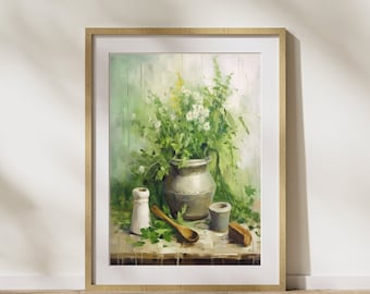 Kitchen picture "Watercolor Herbs" poster on matte premium paper, decoration, wall decoration.