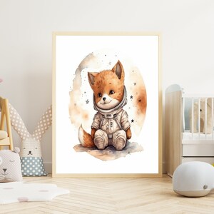 Kinderbild "Fuchs #3" Poster auf mattem Premium-Papier, Kinderzimmer, Tierposter, Deko, Wanddeko.